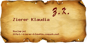 Zierer Klaudia névjegykártya